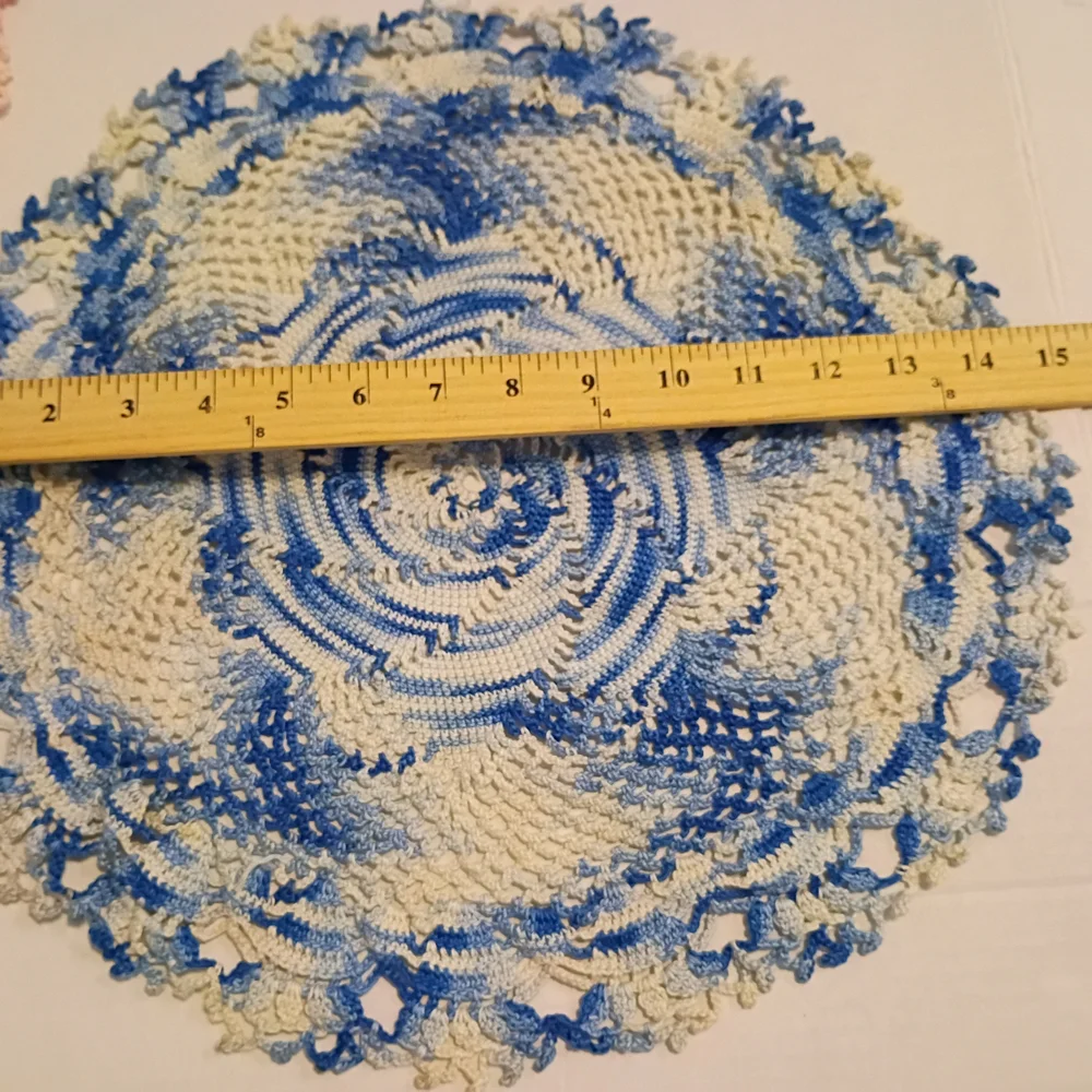 VTG Elegant‎ Pink and Blue Crochet Doilies